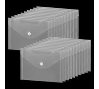 ZEONHAK 50 PCS A6 Clear Wallets Folders, 170x120mm Plastic Envelope Folder, File Document Folders with Popper for Office