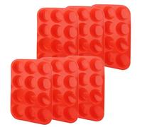 ZEONHAK 6 Pack 12 Cups Silicone Muffin Baking Trays, Red Non Stick Silicone Cupcake Pans Tins for Baking, Pudding, Cup Size 1.2 x 2.5 inch
