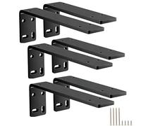 ZEONHAK 6 Pack 12 Inch Countertop Support Brackets, Solid Cold-Rolled Steel Heavy Duty Hidden Floating L Shelf Brackets for Mantel Granite Countertop Installation