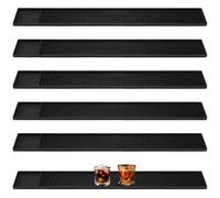 ZEONHAK 6 PCS 23 x 3 Inch Black Rubber Bar Mats, 60 x 8cm Service Bar Mats for Home, Pub