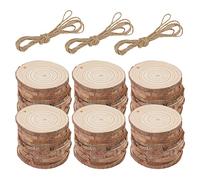ZEONHAK 60 PCS 6-7cm Craft Wood Slices, Natural Wooden Log Slices with Hole Hanging Rope, Unfinished Pine Wood Disics for Craft, Wedding Decorations, Ornaments, Art