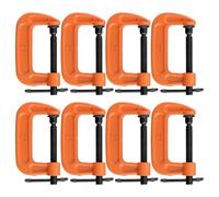 ZEONHAK 8 Pcs 2 Inch Mini C Clamp, 50mm Small G Clamps with Adjustable Screw for Welding, Woodworking, Orange
