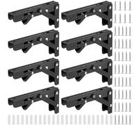 ZEONHAK 8 PCS 6 Inch Wall Mounted Folding Shelf Brackets, Folding Shelf Brackets Heavy Duty Black, Metal Folding L Brackets for Shelves, Small Triangle Collapsible Bracket for Table Bench