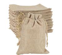 ZEONHEI 100 Packs 8x10cm Hessian Bags, Small Jute Bags, Burlap Bag with Drawstring, Fabric Gift Bag for Wedding Party Birthday DIY Craft Storage Packing