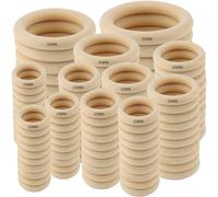 ZEONHEI 120 PCS 6 Sizes Natural Wood Rings, Unfinished Wood Ring Wooden Loop Rings, Round Wooden Craft Rings for Jewelry Making DIY Macrame Accessory Ring Pendant Connectors