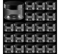ZEONHEI 120ml 46 Pack Plastic Jars with Black Lids, 4oz Small Refillable Clear Plastic Containers, Round Empty Leak-Proof Storage Spice Jars for Slime Making Kitchen Travel DIY Cosmetic Crafts