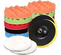 ZEONHEI 16 Pcs 6 Inch 150mm Car Polishing Pads for Drill, Wool Buffing Pads Sponge Buff Pads Set with M10 Drill Adapter for Polisher, Sanding, Waxing, Sealing, Glaze