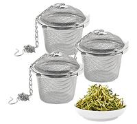 ZEONHEI 3 Pack 45mm Stainless Steel Tea Diffuser, Food Grade Fine Mesh Tea Ball Infuser on a Chain, Small Tea Strainers for Loose Tea, Spices and Seasonings