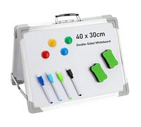 ZEONHEI 30x40cm Small White Board, Tabletop Foldable Portable Stand Double-Sided Desktop Whiteboard Easel with Aluminium Trim for Home Office Drawing