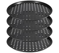ZEONHEI 4 Pack 10 Inch Non Stick Pizza Baking Tray, Perforated Pizza Pan for Oven Making Pizzas, 26CM x 1.5CM, Black