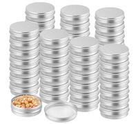 ZEONHEI 56 Pack 60ml/2oz Aluminum Tin Cans, Screw Top Aluminum Tins with Lids, Empty Round Metal Tins Jars, Small Travel Containers for Candles, Creams, Crafts Beads, Jewellery