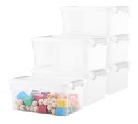 ZEONHEI 6 Pack 3L Plastic Storage Box with Lids, Clear Kitchen Storage Boxes with Handles, 22.5 x 16.8 x 10.5 cm Small Stackable Organising Boxes for Homes, Offices, Garage,Kitchen