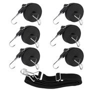 ZEONHEI 6 Pack Bungee Cords with Hooks, 2m 6.5 Feet Extra Long Black Elasticity Straps with Adjustable Metal Buckle, Elastic Luggage Bungee Straps Rope for Cargo Luggage Roof Rack, 3cm in Width