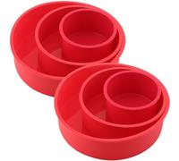 ZEONHEI 6 Pcs Red Silicone Cake Tins Set, 4 Inch 6 Inch 8 Inch Non-Stick Silicone Cake Mould, Round Cake Moulds for Baking Cakes, Brownies, Bread