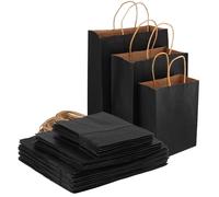 ZEONHEI 75 PCS Blacks Paper Bags with Handles, Large Medium Small Type Gift Bags, Gift Paper Bag for Shopping, Gift Packaging, Birthday Party, Business, Wedding