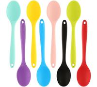 ZEONHEI 8 PCS 20CM Silicone Spoon Set, 8 Colours Non Stick Heat Resistant Silicone Table Spoons for Baking, Stirring, Scooping and Mixing