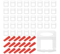 ZEONHEI 800PCS 2mm Tile Leveling System, 700 PCS Reusable Tile Spacers Positioning Leveling, 100 PCS Red Tile Wedges Practical Regulator Tile Tool for Wall Floor Tile Laying