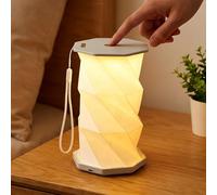 ZEONX Rechargeable Cordless Foldable Night Light with Paper Lampshade, Portable Bedside Lamp with Touch Control, 3 Colour Temperatures, Stepless Dimming, Adjustable Height for Kids, Bedroom and Travel