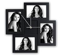 Zep Messina Multi-Aperture Photo Frame and Clock for 6 x 4-inch Photos, Black