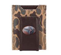 ZEP-PRO Men's Slim Leather Magnetic Front Pocket Wallet - Stylish and Durable with Wildlife and Americana Designs, Mallard Brown/Tan Camo, Brown/Tan Camo Leather