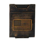 ZEP-PRO Men's Slim Leather Magnetic Front Pocket Wallet - Stylish and Durable with Wildlife and Americana Designs, American Flag Burnished, Burnished Leather