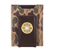 ZEP-PRO Men's Slim Leather Magnetic Front Pocket Wallet - Stylish and Durable with Wildlife and Americana Designs, Shotshell Brown/Tan Camo, Brown/Tan Camo Leather