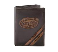 ZEP-PRO NCAA Florida Gators Pull-Up Leather Trifold Embossed Wallet, Brown
