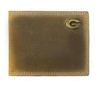 ZEP-PRO NCAA Leather Bifold Wallet Slim Stylish for Men, Georgia Bulldogs Vintage Tan