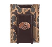 ZEP-PRO NCAA Magnetic Front Pocket Wallet, Slim Stylish for Men, Alabama Crimson Tide Brown/Tan Camo, Brown/Tan Camo Leather