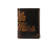 ZEP-PRO NCAA Ole Miss Rebels Burnished Leather Trifold Wallet, Slim Stylish for Men