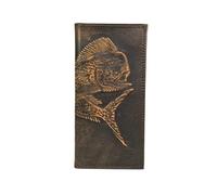 ZEP-PRO Secretary Wallet for Men - Burnished Leather with American Flag Design, Slim and Stylish Bifold, Dolphin Mahi-Mahi Burnished, Burnished Leather