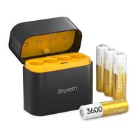 Zepath Rechargeable Battery AA Lithium 4-Pack with Charger, 3600mWh High Capacity Batteries Low Self-discharge, 1.5V Constant Output AA Lithium Batteries for Xbox controller