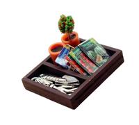 ZEPFJHE 1/12 Scale Resin Crafted Gardening Accessories Collection with Interchangeable Foliage for Customizable Dollhouses Gardens Dollhouses Gardening Set