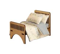 ZEPFJHE 1:12 Scale Wooden Bed Model Realistic Miniature Bedroom Furniture for Displays Miniature Bedroom Furniture