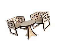 ZEPFJHE 1: 12 Scale Wooden Table and Chair Set with Openwork, 3 piece set