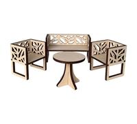 ZEPFJHE 1: 12 Scale Wooden Table and Chair Set with Openwork, 4 piece set