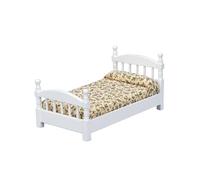 ZEPFJHE 1:12 Small Wooden Cottage Bedroom Furniture Country Trend Single Bed For Tiny House Accessories Easy Assembly Dollhouses Bed