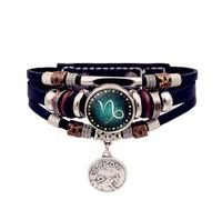 ZEPFJHE 12 Constellations Multilayered Handchain Zodiacs Artificial Leather Unisex Accessory For Daily Wear Glowing Zodiacs Accessory