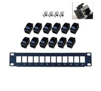 ZEPFJHE 12-Port CAT6 Shielded Panel RJ45 10G Ready Metal Housing Color-Coded Labeling For T568A And T568B Wiring Black