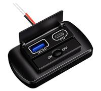 ZEPFJHE 12V USB Car Charging Adapter Panel Wall Mount Double USB/USB C Port Car Fast Charging With Button Switches For Vehicles Double Port