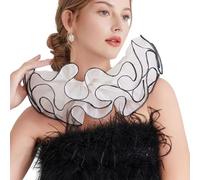 ZEPFJHE 2. Breathable Mesh Clown Collar Halloween Neckpiece Detachable Ruffled Lace Cosplay Accessory For Women Men Adult Clown Costume Collar