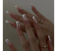 ZEPFJHE 24pcs French False Full Decoration Nails Tip Easy and Quick Art for Women