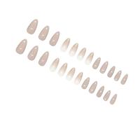 ZEPFJHE 24Pcs Glitters Press On Nails Almond Shape Artificial Nails Gradient Natural Look Easy To Apply For Daily Wear And Work