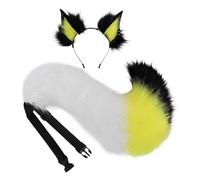 ZEPFJHE 2Pcs Animal Cosplay Costume Fauxs Furs Wolf Cats Foxes Tail And Cats Ears Headbands Halloween Party Costume Accessories Foxes Ears And Tail Set