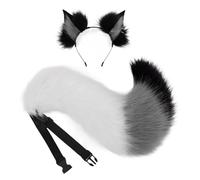 ZEPFJHE 2Pcs Animal Cosplay Costume Fauxs Furs Wolf Cats Foxes Tail And Cats Ears Headbands Halloween Party Costume Accessories Foxes Ears And Tail Set