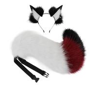 ZEPFJHE 2Pcs Animal Cosplay Costume Fauxs Furs Wolf Cats Foxes Tail And Cats Ears Headbands Halloween Party Costume Accessories Foxes Ears And Tail Set