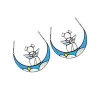 ZEPFJHE 2Pcs Calming Light Hanger Memories For Dog Moon Design Acrylic Artistic Glass Display Pet Grieving Comfort Piece Pet Memorial Gift