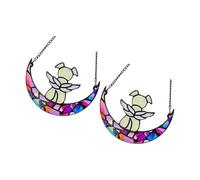 ZEPFJHE 2Pcs Calming Light Hanger Memories For Dog Moon Design Acrylic Artistic Glass Display Pet Grieving Comfort Piece Pet Memorial Gift