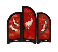 ZEPFJHE 3 Panel Divider Retro Minis Folding Screen Chinese Styles Desktop Feng Shui Ornament for Home Decors Oriental Gift Table Top Decorative