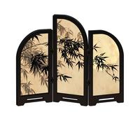 ZEPFJHE 3 Panel Divider Retro Minis Folding Screen Chinese Styles Desktop Feng Shui Ornament for Home Decors Oriental Gift Table Top Decorative